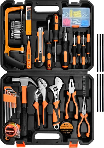 Juego de herramientas, kit de herramientas para reparación del hogar de 148 piezas para hombres y mujeres, estudiantes universitarios, juegos de