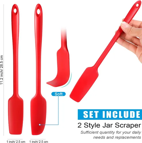 Miniatura 2 de Patelai 2 espátulas pequeñas de goma de mango largo, mini espátula de silicona para frascos, raspador de goma antiadherente, raspador de silicona