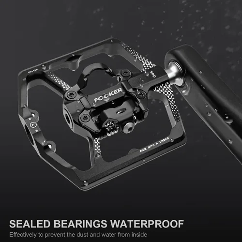 Miniatura 5 de FOOKER Pedales de bicicleta de montaña MTB, doble función plana y pedal, 3 rodamientos sellados plataforma plana compatible con pedal sin clip