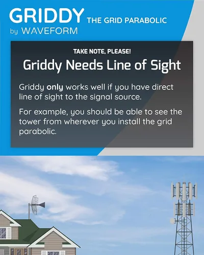 Miniatura 3 de Waveform Griddy: Kit de antena parabólica de rejilla para 4G LTE, 5G NR y WiFi Rango de 24.9 mi +26 dBi Funciona con potenciadores de celda
