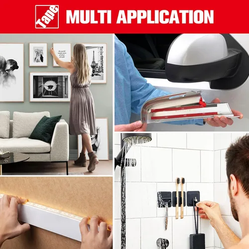 Miniatura 7 de Cinta adhesiva de doble cara resistente, cinta de espuma de montaje impermeable, 33 pies de largo, 0.4 pulgadas de ancho, cinta adhesiva fuerte