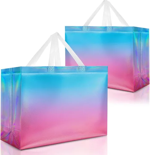 Miniatura 31 de Nush Nush Bolsas de regalo negras y doradas de tamaño mediano, juego de 12 bolsas de regalo reutilizables con asa