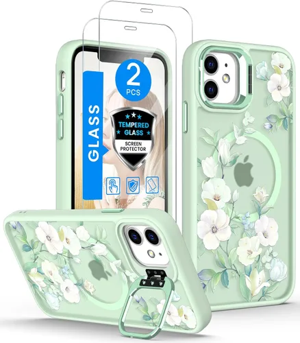 Miniatura 24 de Dretal Magnético para iPhone 11 Pro, Funda Floral, Protector de Pantalla, Anillo de Lente Integrado, Soporte, Protección de Grado Militar, Funda