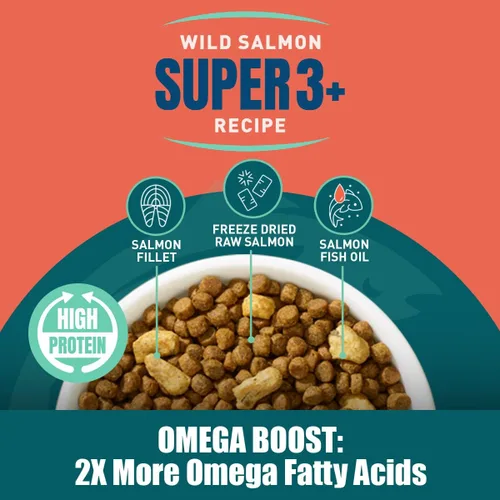 Miniatura 3 de All-Salmon - Alimento seco crudo liofilizado para gatos, alto en proteínas, sin granos, fortificado con omega-3 para la piel, el pelaje y la salud
