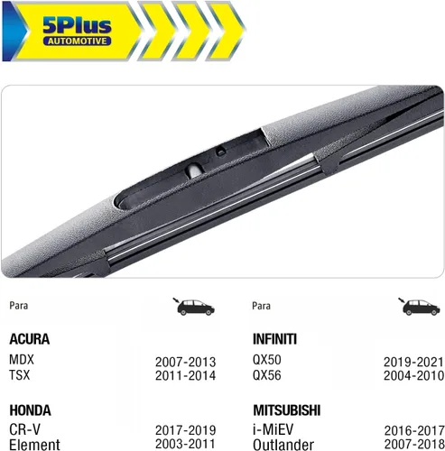 Miniatura 2 de 5 PLUS® Repuesto de limpiaparabrisas trasero de 12 pulgadas para Honda CRV 2022-2017 Element 11-03/Nissan Murano 2024-2009 Armada 23-05 Pathfinder