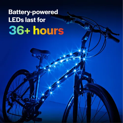 Miniatura 5 de Brightz CosmicBrightz - Cuerda de luz LED para marco de bicicleta, cuerda de 6.5 pies, funciona con pilas con interruptor de encendido/apagado, Azul