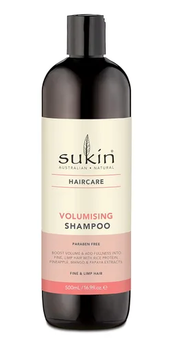 Sukin Champú voluminizador, sin sulfato, ligero, champú fortalecedor para cabello fino, ingredientes limpios, aroma a mango, 16.91 onzas líquidas