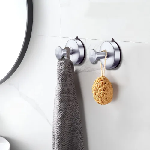 Miniatura 2 de DGYB Ganchos de ventosa para ducha, juego de 2 ganchos extraíbles de acero inoxidable para toallas de baño, ventana de vidrio, puerta y gancho