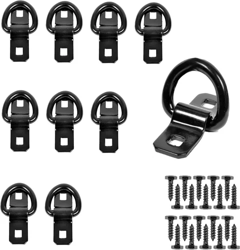 Miniatura 8 de Cavo 10 PCS anclajes de amarre de anillo en D de acero de 1/4", kit de anillos de amarre resistentes de 2400 libras para remolque, camioneta, zinc