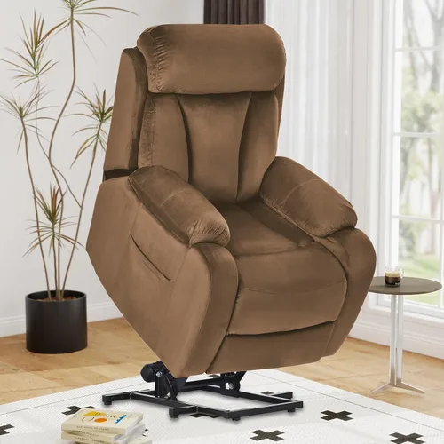 Miniatura 11 de cinkehome Sillón reclinable grande para ancianos, silla reclinable con reposapiés extendido, control remoto, portavasos, bolsillo lateral, forro