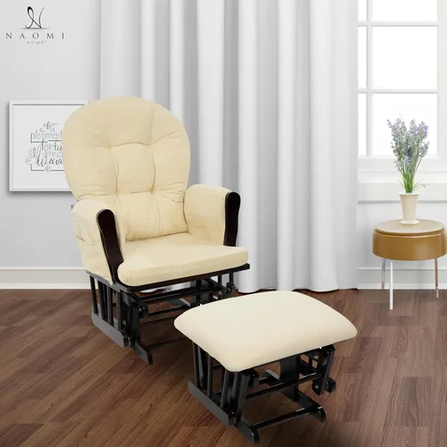 Miniatura 9 de Naomi Home - Juego de sillón deslizador y taburete, modelo "Brisbane", Espresso/Crema