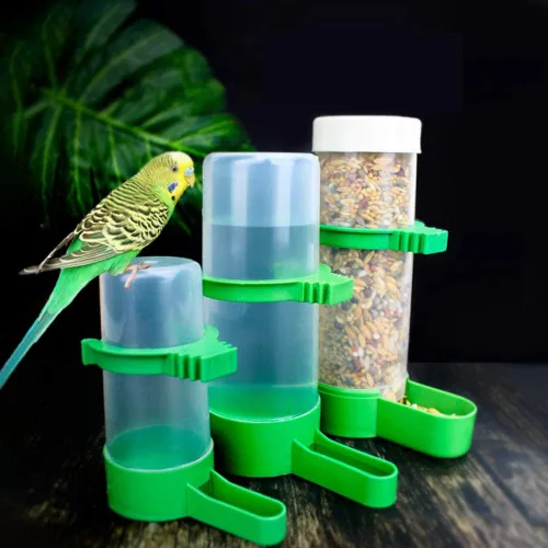 Miniatura 6 de Comedero para pájaros, dispensador de agua para pájaros, 2 unidades, alimentador automático de agua para pájaros con 1 alimentador de alimentos