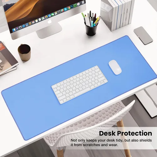 Miniatura 5 de ALOANES Alfombrilla de mouse impermeable, alfombrilla de teclado grande para juegos con base antideslizante, superficie jacquard de grano, Azul