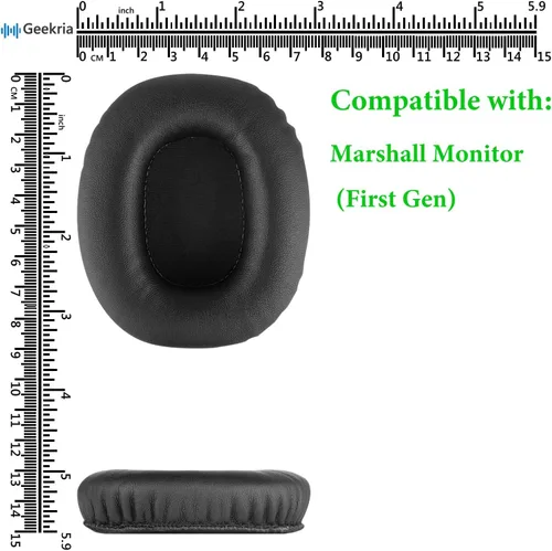 Miniatura 6 de Geekria Almohadillas de repuesto para auriculares Marshall Monitor (primera generación), almohadillas para los oídos (negro)