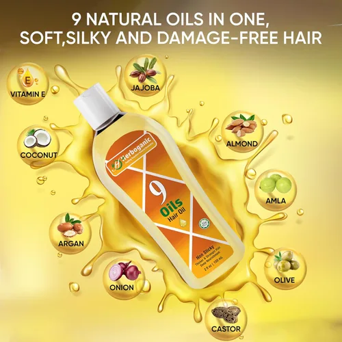 Miniatura 8 de Aceite para el cabello de 9 aceites, mezcla de hierbas de jojoba, almendra, oliva, argán, amla, coco, aceite de ricino, aceite de cebolla y vitamina