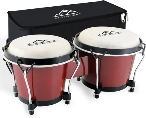 Miniatura 8 de EASTROCK Bongo - Juego de bongos de 4 y 5 pulgadas para adultos, principiantes, profesionales, instrumentos de percusión de madera ajustable