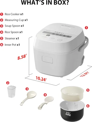 Miniatura 10 de TOSHIBA OriginTaste - Olla arrocera de 5.5 tazas sin cocinar, lógica difusa, funciones 15 en 1, pantalla digital, temporizador de retardo, mantener