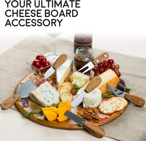 Miniatura 6 de Harvest - Juego de cuchillos de queso de 6 piezas (listos para regalar) – Cuchillos de queso de acero inoxidable de alta calidad con remaches