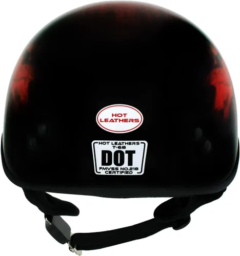 Miniatura 5 de Hot Leathers HLD1018 Casco de motocicleta 'Red Flame Skull' con aprobación DOT, gorro con calavera para hombres y mujeres motociclistas - Media