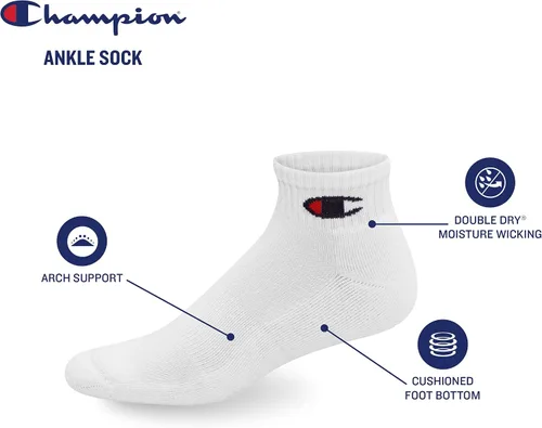 Miniatura 2 de Champion Calcetines para hombre, calcetines de tobillo, calcetines deportivos acolchados, paquete de 6 y 12 pares