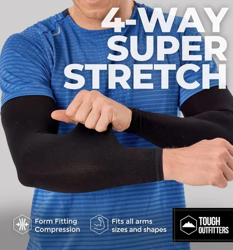 Miniatura 4 de Mangas de brazo de protección solar UV para hombres y mujeres, manga de enfriamiento de compresión deportiva UPF 50, base de cáncer de piel Negro