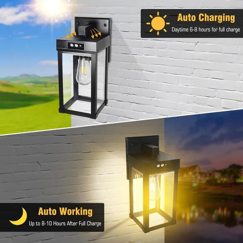 Miniatura 4 de Luces Solares de Pared para Exteriores, Aplique con Sensor de Movimiento con 3 Modos de Iluminación, Luminarias de Porche Exterior del Atardecer al