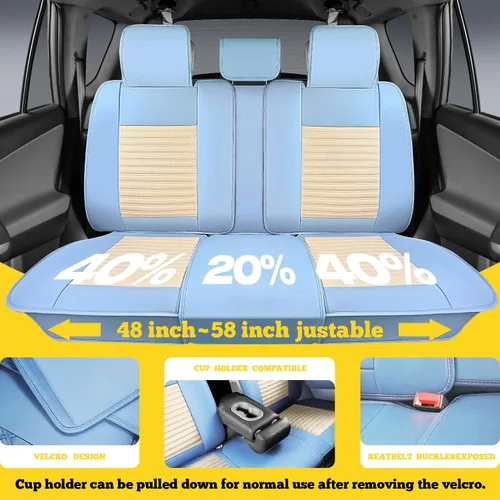 Miniatura 5 de LINGVIDO Fundas de asiento de automóvil, transpirables e impermeables, de piel sintética para autos, SUV, camiones, sedán, funda de asiento