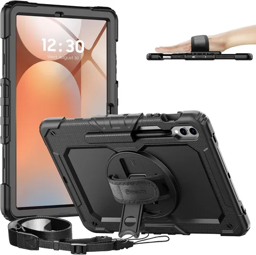Miniatura 19 de Timecity - Funda protectora resistente para Samsung Galaxy Tab S10 Lite, S10 FE, S9 FE 5G, S9, 10.9 y 11 pulgadas, con protector de pantalla, Negro