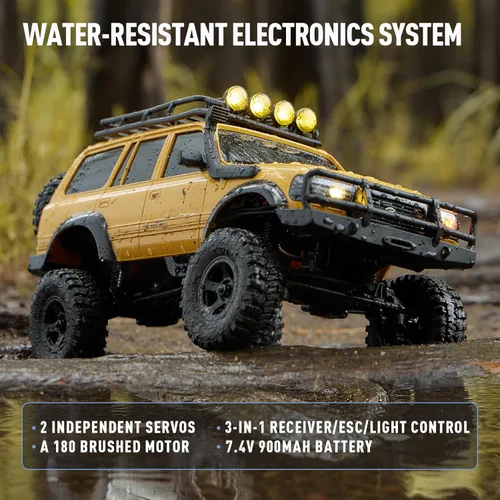 Miniatura 7 de FMS 1/18 FCX18S Toyota Land Cruiser LC80 S Crawler con licencia oficial, camión de roca RC 4WD, 2.4 GHz con batería de 900 mAh y luces LED, camión