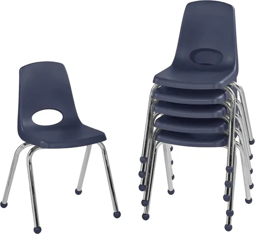 Miniatura 84 de FDP 16" Silla apilable escolar, silla de estudiante apilable con patas de acero cromado y ruedas; para aprendizaje en casa o en el aula - Gris claro