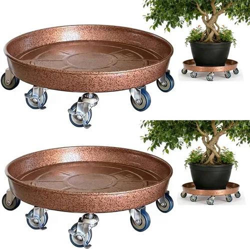 SIAMO Carrito de plantas resistente de 14 pulgadas (capacidad de 400 libras), ruedas giratorias con cerradura antiarañazos, platillo rodante para