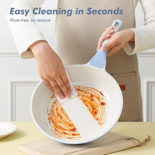 Miniatura 5 de SENSARTE Sartén antiadherente de cerámica con tapa de 8 pulgadas, sartén para tortilla, sin PFAS/PTFE añadidos intencionalmente, sartén de chef