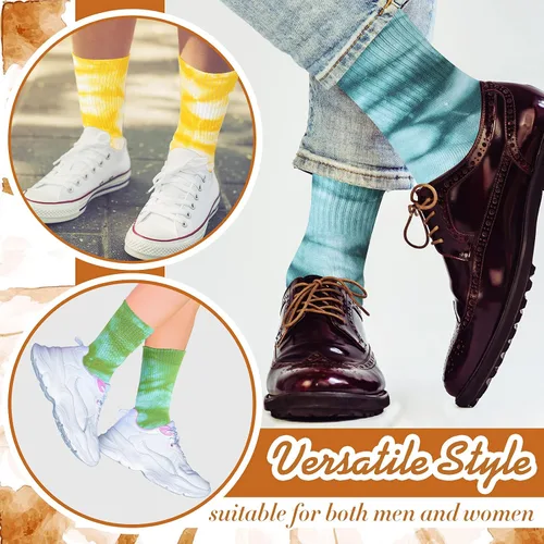 Miniatura 4 de SATINIOR 8 pares de calcetines de teñido anudado, calcetines novedosos de grafiti, coloridos y divertidos calcetines atléticos para mujeres, hombres