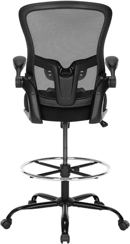 Miniatura 6 de Silla de dibujo, silla de oficina alta, silla de escritorio ergonómica de pie con reposabrazos abatibles, silla de trabajo de computadora de altura