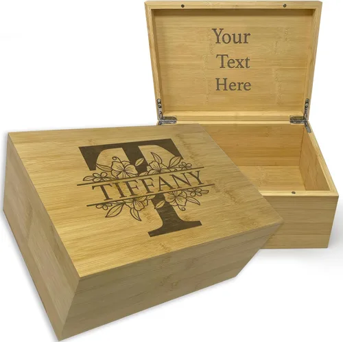 Miniatura 46 de Caja de madera grabada personalizada grande – Caja de recuerdo de madera de acacia con mensaje oculto personalizado, cajas de memoria de nogal