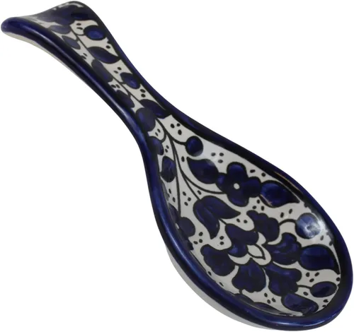 Soporte para cucharas de cocina pintado a mano armenio - grande con parte redonda profunda de la taza - Asfour Outlet Marca registrada