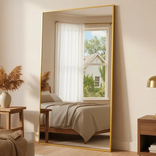 Miniatura 14 de Espejo de pie de longitud completa con soporte, 56 x 14 pulgadas, estilo rectangular, espejo de pie de cuerpo completo para dormitorio, sala