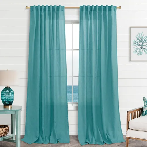 Miniatura 96 de KOUFALL Cortinas de lino azul marino de 84 pulgadas de largo, cortinas transparentes azul oscuro para sala de estar y dormitorio, medianoche