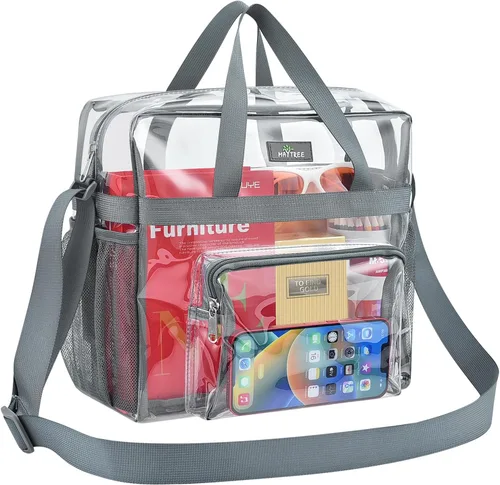 Miniatura 53 de MAY TREE Bolsa transparente para eventos en estadios de 12 x 6 x 12 pulgadas, bolsa de almuerzo transparente con correas reforzadas para trabajo