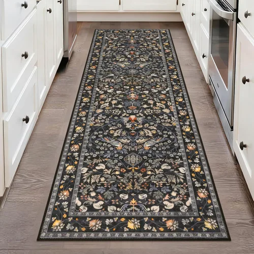 Miniatura 34 de HEBE Alfombra Pasillo 2'x10' Lavable Vintage Desgastada Alfombras de Área Antideslizante Alfombra de Lavandería Boho Alfombras de Piso para Pasillos