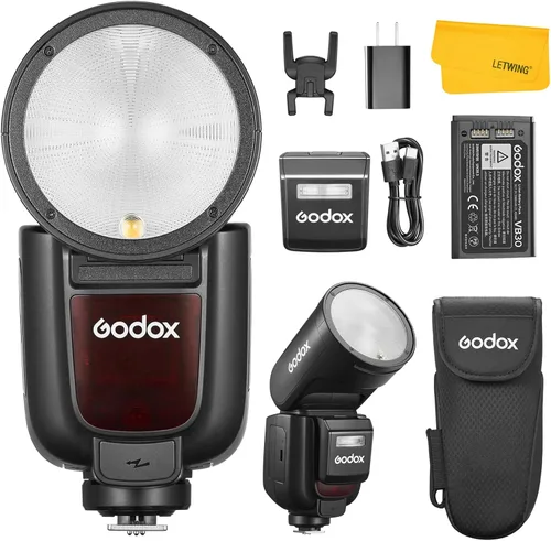 Miniatura 13 de GODOX V1 Pro C V1Pro-C Flash para Canon, 2.4G TTL Flash de cámara de cabeza redonda HSS 1/8000s Speedlite para Canon, batería de iones de litio