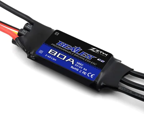 Miniatura 7 de ZTW Beatles G2 80A ESC con salida SBEC 8A/5,6V para avión RC de ala fija 2-6S o proyecto de bricolaje necesita controlador electrónico de velocidad..