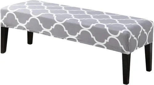 Miniatura 16 de CRFATOP Funda de cojín rectangular estampada para banco de comedor, elástica, extraíble y lavable, protector de banco tapizado para comedor, sala