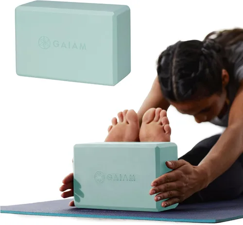 Gaiam Yoga Block - Supportive Latex-Free Eva Foam - Soft Non-Slip Surface with Beveled Edges for Yoga, Pilates, Meditation Menta cool