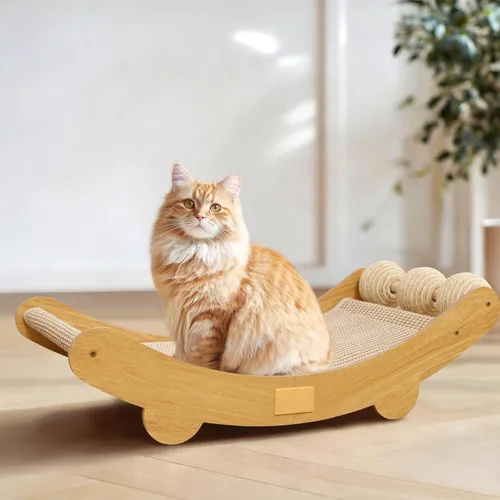 DWCN Hamaca rascador grande 3 en 1 para gatos, almohadilla para rascar con 3 bolas de sisal natural, protector de muebles, regalo para gatos de