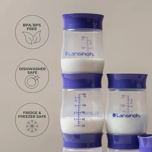 Miniatura 6 de Lansinoh Biberones de Almacenamiento de Leche Materna Paquete de 4 de 5oz Sin BPA y BPS Biberones de Alimentación de Bomba a Almacenamiento