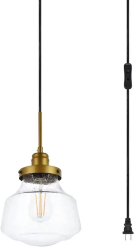 Miniatura 3 de Lye - Colgante de metal de 1 luz de mediados de siglo en latón