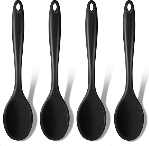 Miniatura 20 de GEEKHOM Cucharas de cocina de silicona, 2 piezas de 11 pulgadas, juego de utensilios de cocina de silicona resistentes al calor, cucharas grandes