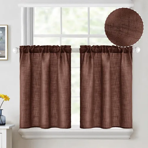 Miniatura 59 de MIULEE Cortinas de Halloween para cafetería de 24 pulgadas de largo, cortina de media ventana semitransparente, cortinas de lino cortas estilo casa