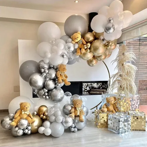 Miniatura 6 de FOTIOMRG Kit de arco de guirnalda de globos plateados metálicos de 110 unidades, globos plateados de látex cromados de 18, 12, 10, 5 pulgadas